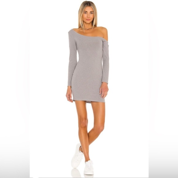 NWT! REVOLVE Lovers + Friends Charlotte Mini Bodycon Long Sleeve Gray Dr…​ - Picture 1 of 7